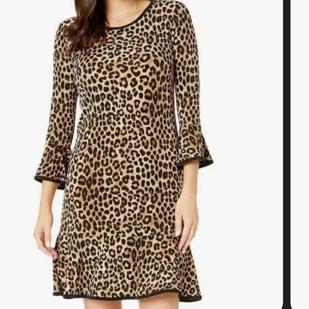 Michael Kors Bell Sleeve Leopard Print Dress Medium NWT